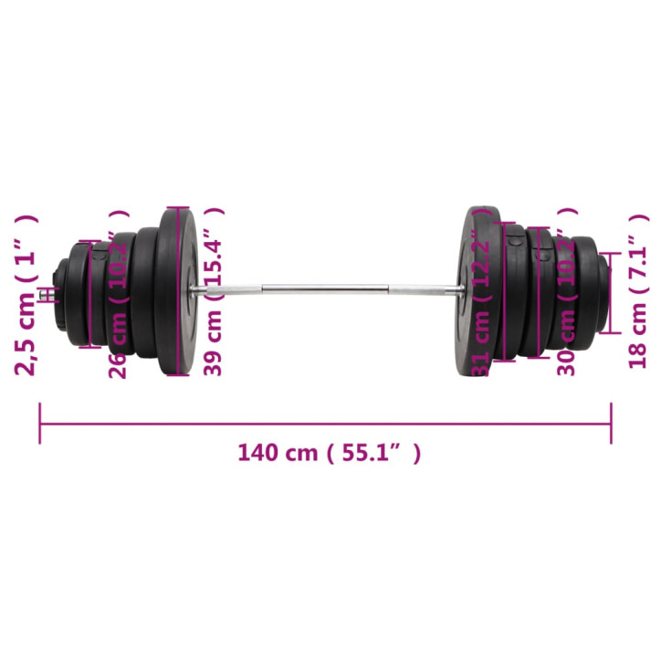 Štanga su svoriais, 90kg