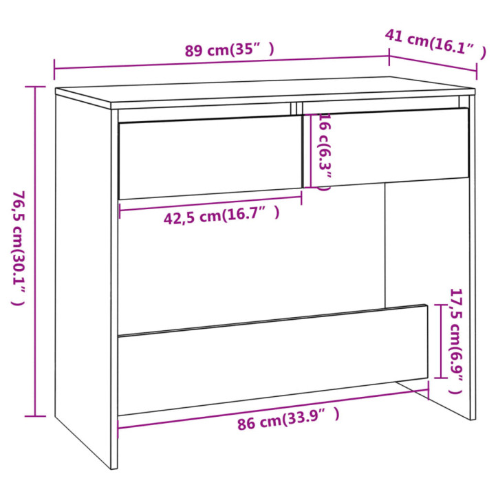 Konsolinis staliukas, baltos spalvos, 89x41x76,5cm, plienas