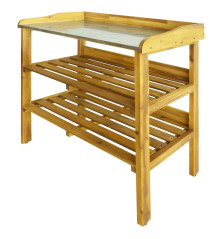 Persodinimo stalas su 2 lentynomis, akacijos mediena su cinku