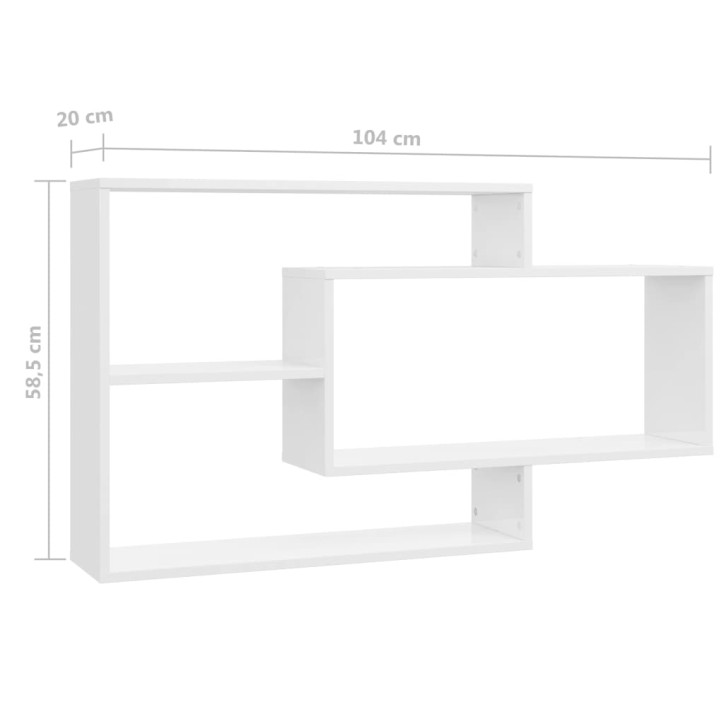 Sieninės lentynos, baltos sp., 104x20x58,5cm, MDP, labai blizgios