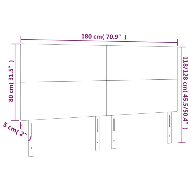 Galvūgalis su LED, juodos spalvos, 180x5x118/128cm dirbtinė oda