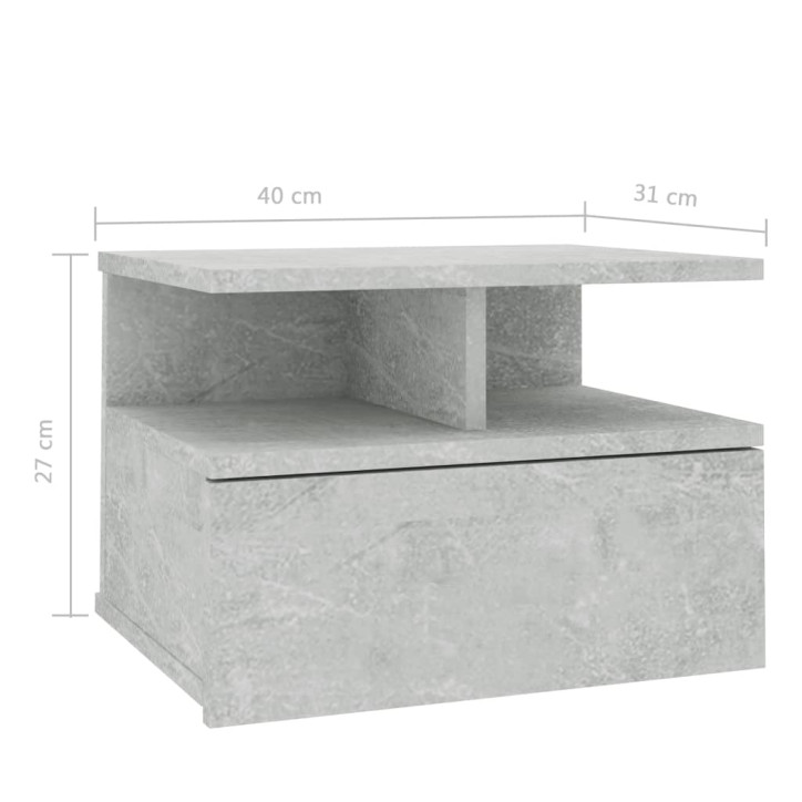 Pakab. naktiniai staliukai, 2vnt., pilkos sp., 40x31x27cm, MDP