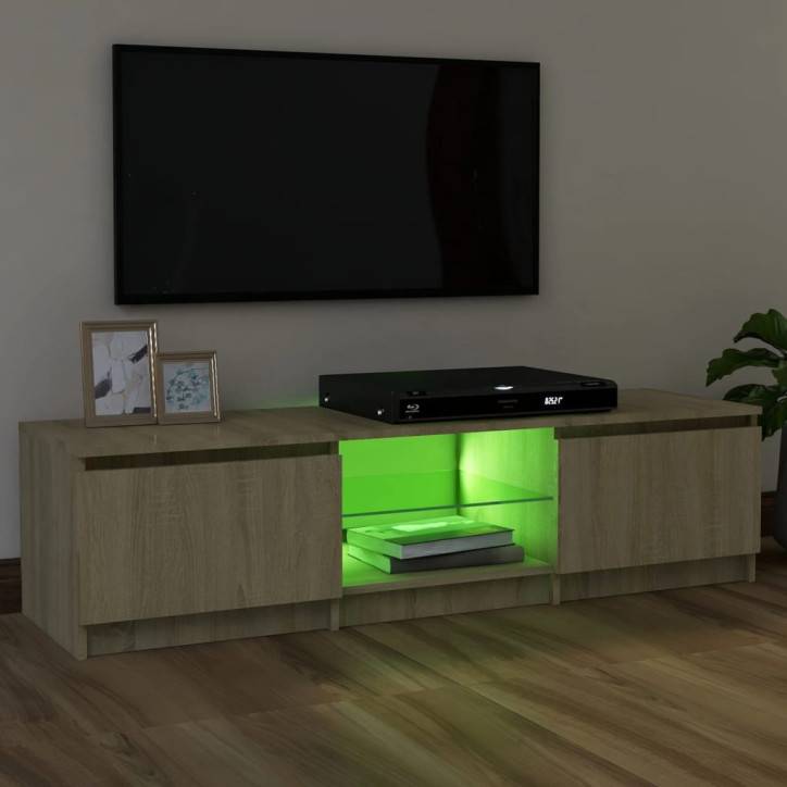 TV spintelė su LED apšvietimu, ąžuolo spalvos, 120x30x35,5cm