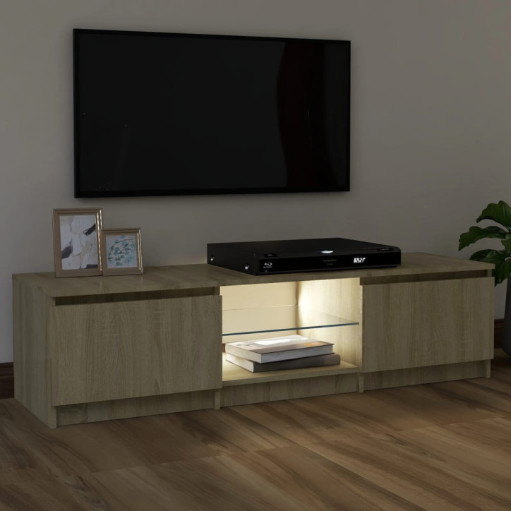 TV spintelė su LED apšvietimu, ąžuolo spalvos, 120x30x35,5cm