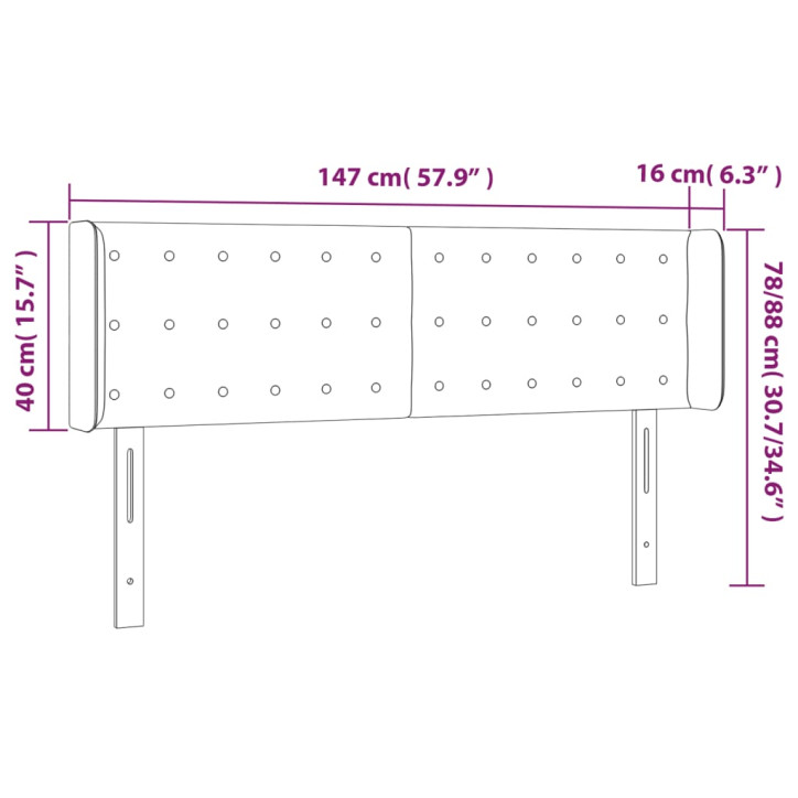 Galvūgalis su LED, tamsiai pilkas, 147x16x78/88cm, aksomas