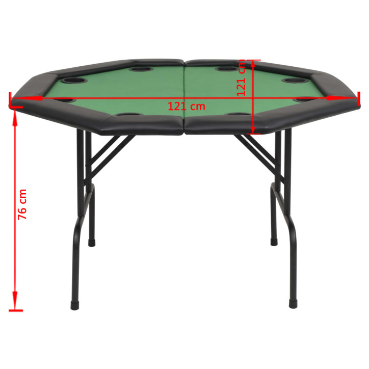 Pokerio stalas, sulankst., 8 žaid., 2d., aštuonkampis, žalias