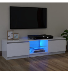 TV spintelė su LED apšvietimu, balta, 120x30x35,5cm, blizgi