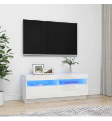 TV spintelė su LED apšvietimu, balta, 100x35x40cm, blizgi