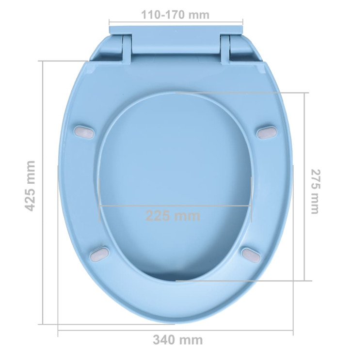 Klozeto sėdynė su soft-close mechanizmu, mėlynos spalvos, ovali