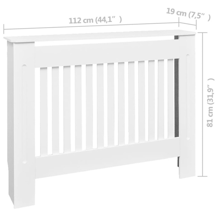 Baltos MDF Grotelės Radiatoriui Paslėpti su Lentyna, 112 cm