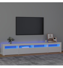 TV spintelė su LED apšvietimu, balta, 240x35x40cm, blizgi