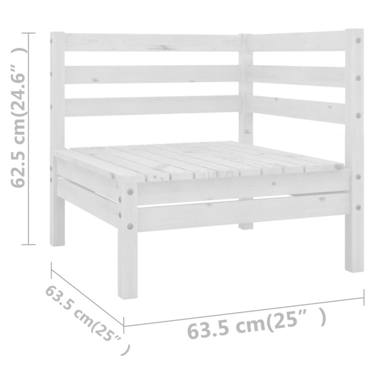 Sodo poilsio komplektas, 10 dalių, baltas, pušies masyvas