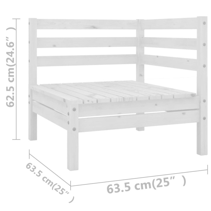 Sodo poilsio komplektas, 10 dalių, baltas, pušies masyvas