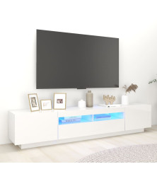 TV spintelė su LED apšvietimu, balta, 200x35x40cm, blizgi