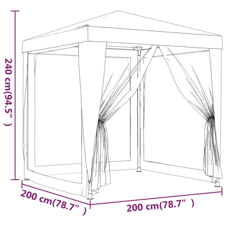 Proginė palapinė su 4 sienomis, antracito, 2x2m, HDPE