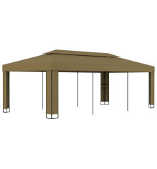 Pavėsinė su dvigubu stogu, taupe spalvos, 3x6m, 180g/m²