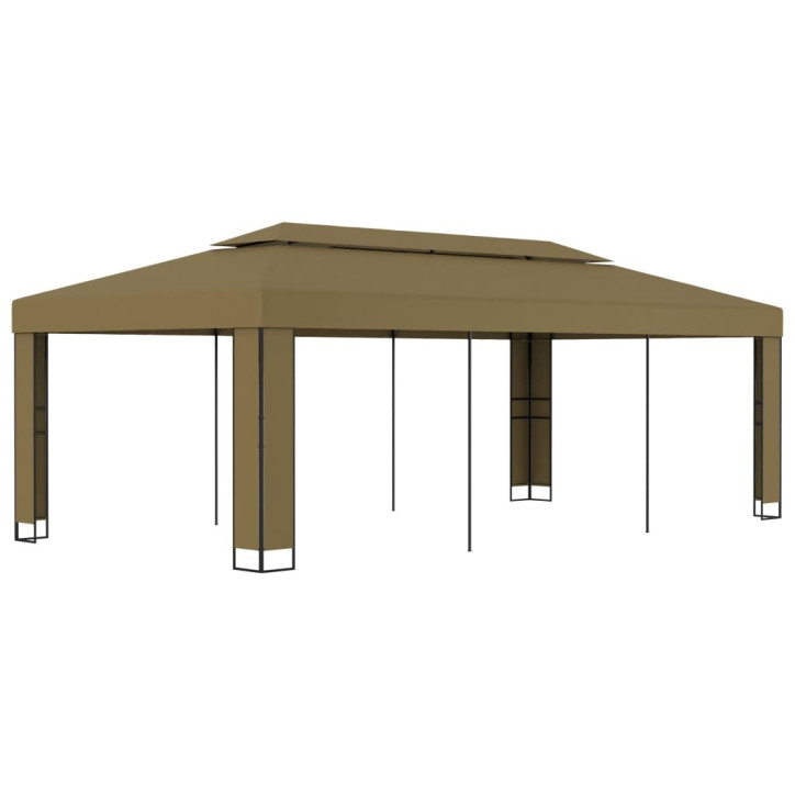 Pavėsinė su dvigubu stogu, taupe spalvos, 3x6m, 180g/m²