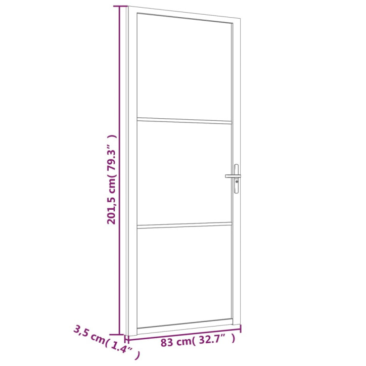 Vidaus durys, juodos, 83x201,5cm, ESG stiklas ir aliuminis