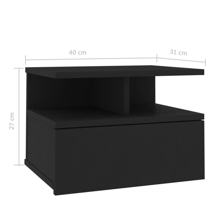 Pakab. naktiniai staliukai, 2vnt., juodos sp., 40x31x27cm, MDP