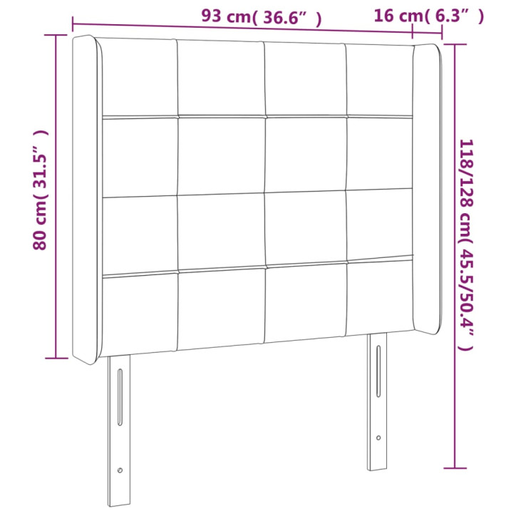 Galvūgalis su LED, šviesiai pilkas, 93x16x118/128cm, audinys