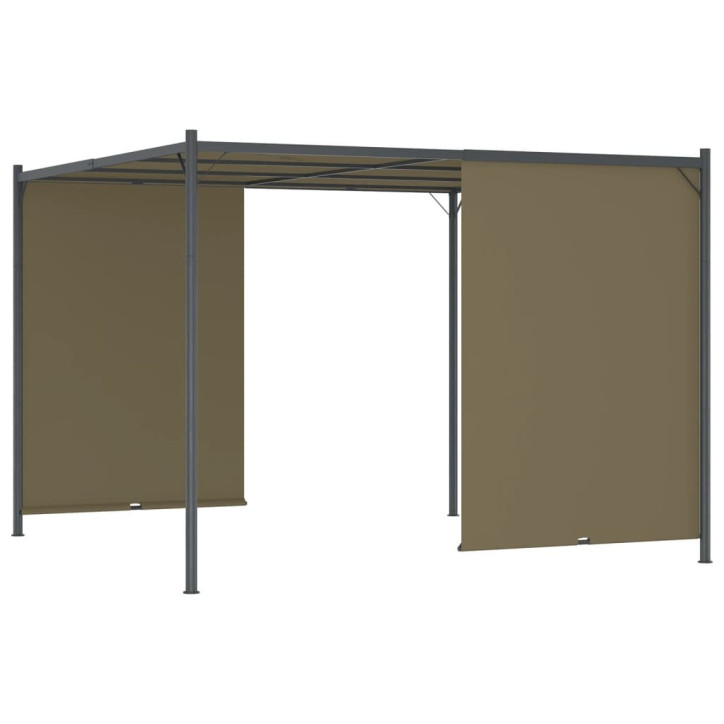 Sodo pergolė su įtraukiamu stogu, taupe spalvos, 3x3m, 180g/m²