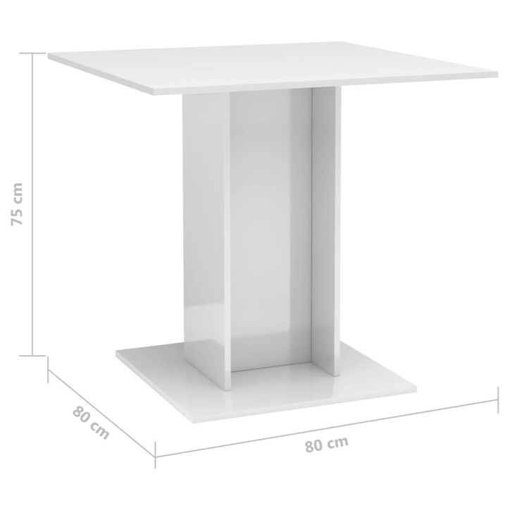 Valgomojo stalas, baltos sp., 80x80x75cm, MDP, labai blizgus