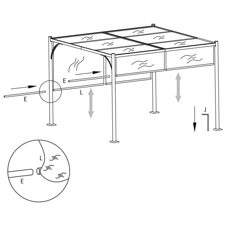 Sodo pergolė su įtraukiamu stogu, taupe spalvos, 3x3m, 180g/m²