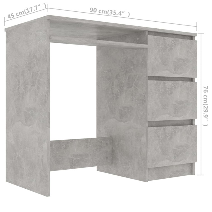 Rašomasis stalas, betono pilkos spalvos, 90x45x76cm, MDP