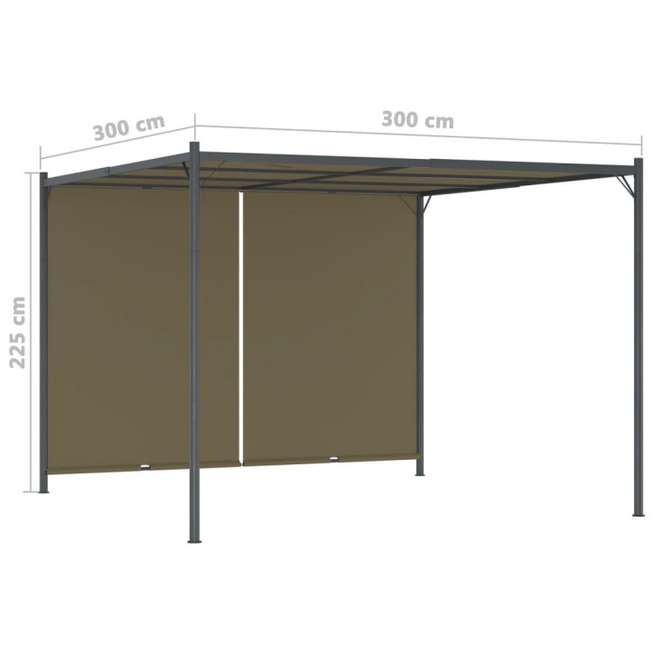 Sodo pergolė su įtraukiamu stogu, taupe spalvos, 3x3m, 180g/m²