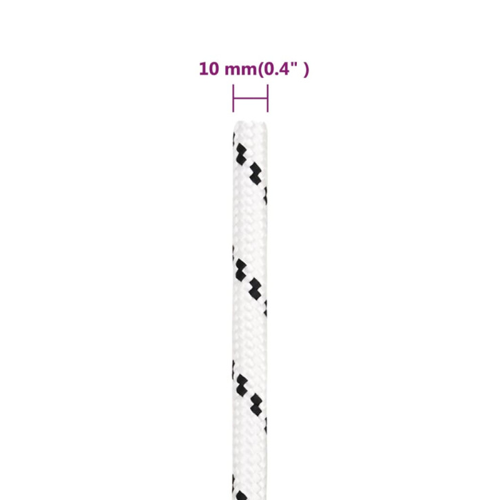 Pinta valties virvė, baltos spalvos, 10mmx25m, poliesteris