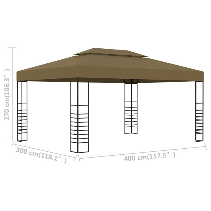 Pavėsinė, taupe spalvos, 3x4m, 180g/m²