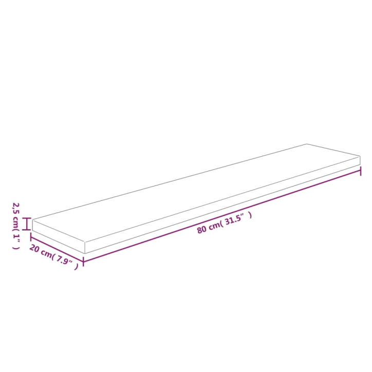 Lentyna, 80x20x2,5cm, neapdorotas ąžuolo medienos masyvas