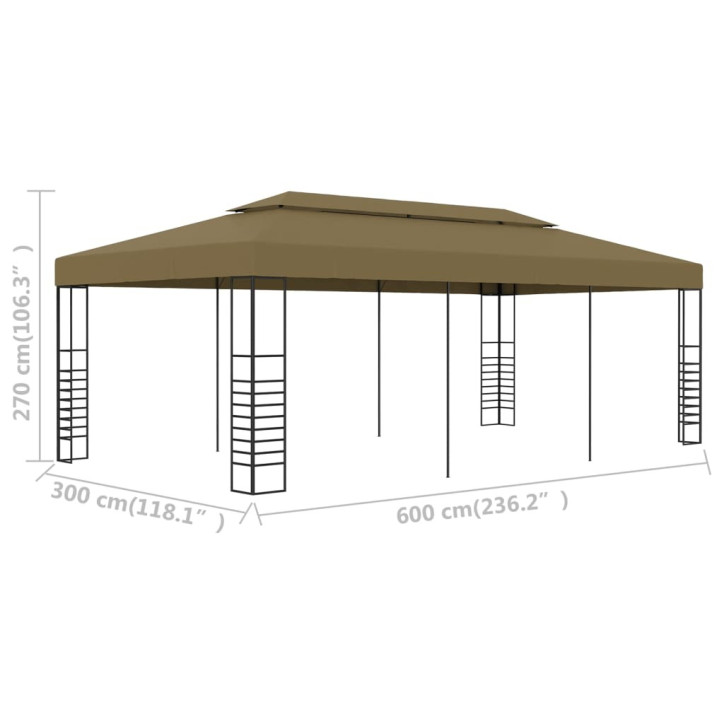 Pavėsinė-palapinė, taupe spalvos, 6x3x2,7m, 180g/m²