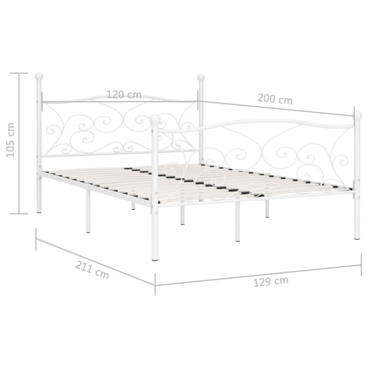 Lovos rėmas su grotelių pagrindu, baltas, 120x200cm, metalas