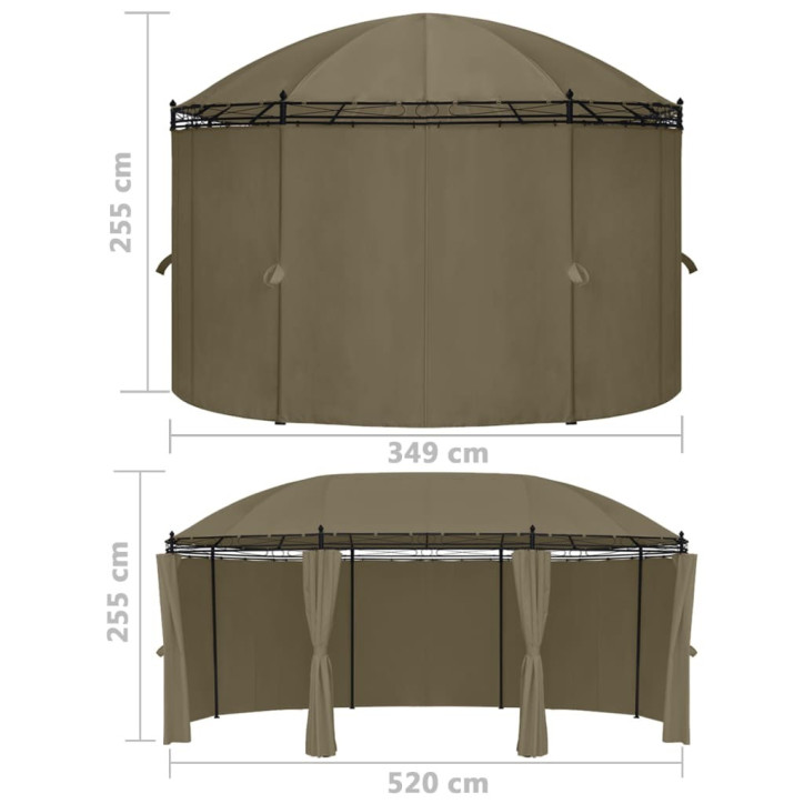 Pavėsinė su užuolaidomis, taupe, 520x349x255cm, 180g/m²