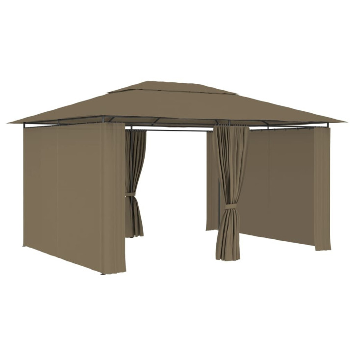 Sodo palapinė su užuolaidomis, taupe spalvos, 4x3m, 180g/m²