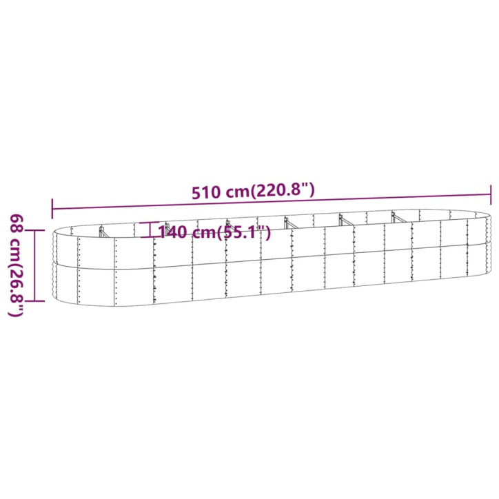 Sodo lovelis, sidabrinis, 510x140x68cm, plienas