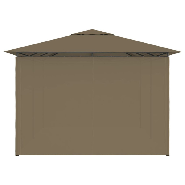 Sodo palapinė su užuolaidomis, taupe spalvos, 4x3m, 180g/m²