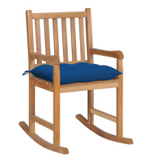Supama kėdė su mėlyna pagalvėle, tikmedžio masyvas