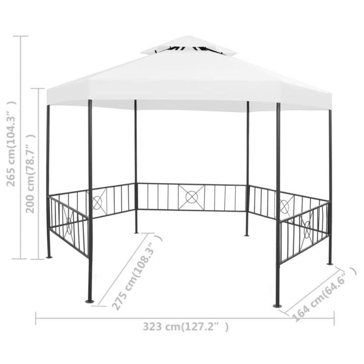 Sodo pavėsinė, baltos spalvos, 323x275x265cm, 180g/m²