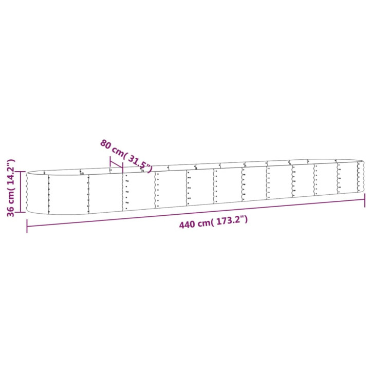 Sodo lovelis, pilkas, 440x80x36cm, plienas