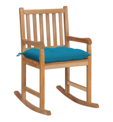 Supama kėdė su šviesiai mėlyna pagalvėle, tikmedžio masyvas