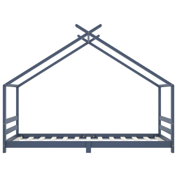 Vaikiškas lovos rėmas, pilkos spalvos, 90x200cm, pušies masyvas