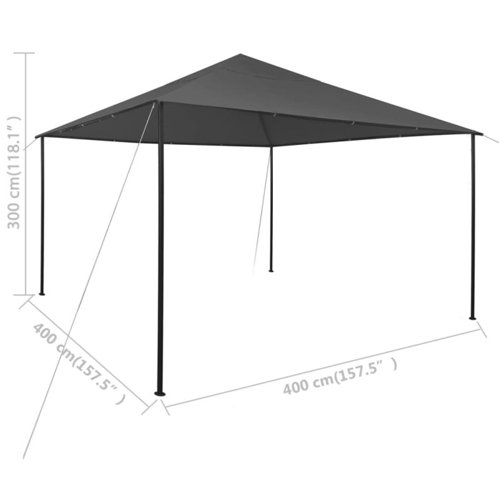 Pavėsinė, antracito spalvos, 4x4x3m, 180 g/m²