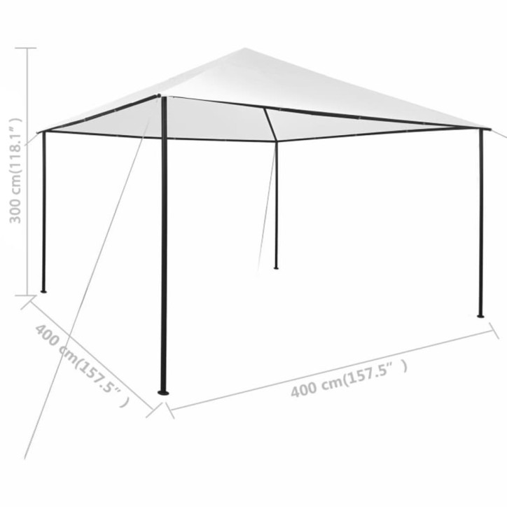 Pavėsinė, baltos spalvos, 4x4x3m, 180 g/m²