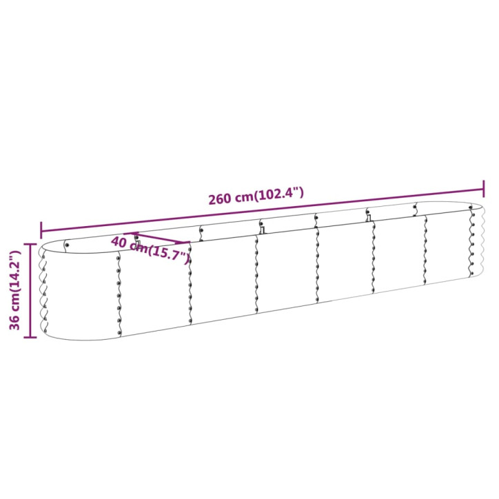 Sodo lovelis, antracito, 260x40x36cm, plienas