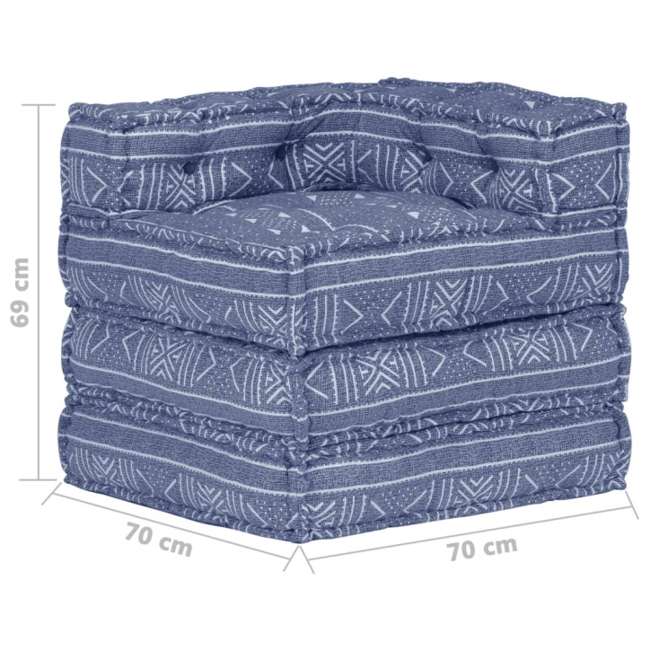 Modulinis pufas, indigo spalvos, audinys