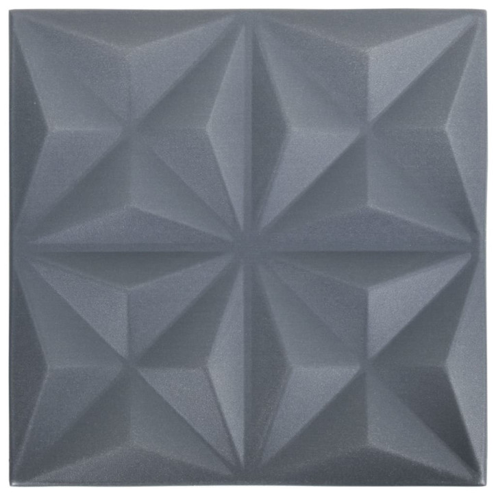 3D sienų plokštės, 12vnt., origami pilkos, 50x50cm, 3m²