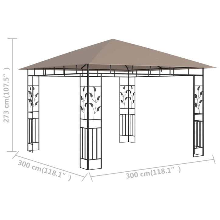 Pavėsinė su tinkleliu nuo uodų, taupe spalvos, 3x3x2,73m