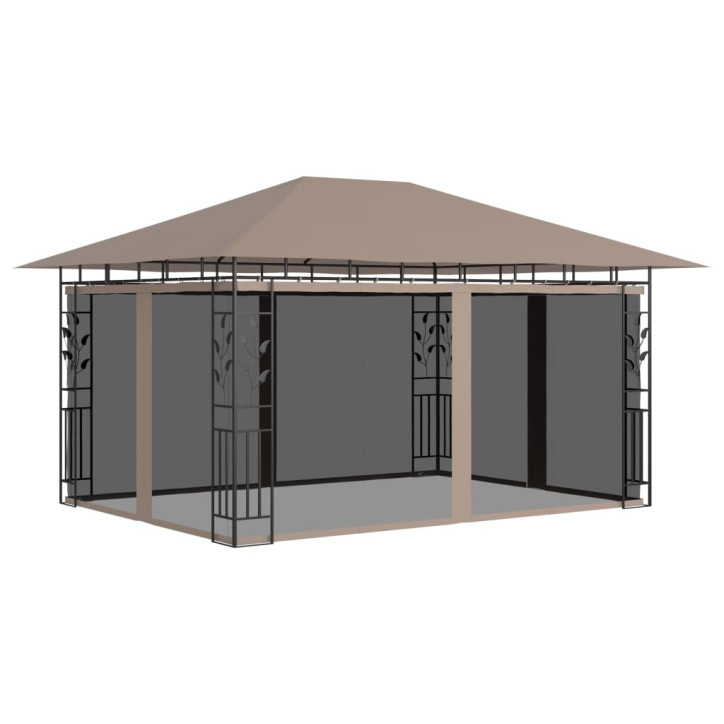 Pavėsinė su tinkleliu nuo uodų, taupe spalvos, 4x3x2,73m